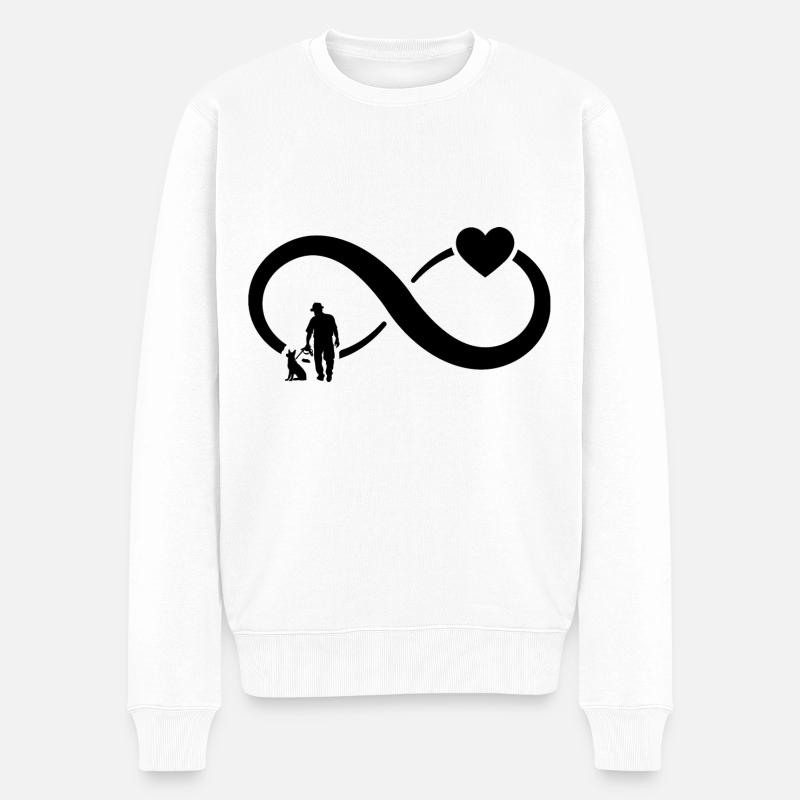 Infinity Heart et Chien 1 - - Pull Premium bio Homme - blanc
