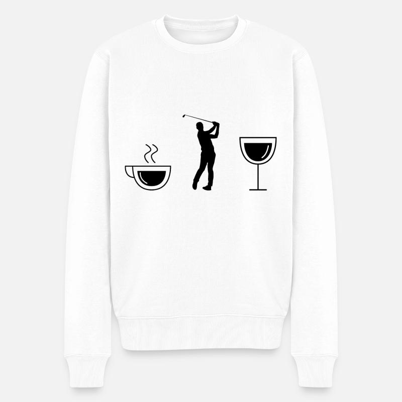 Kaffeewein und Golf - - Männer Premium Bio Pullover - Weiß