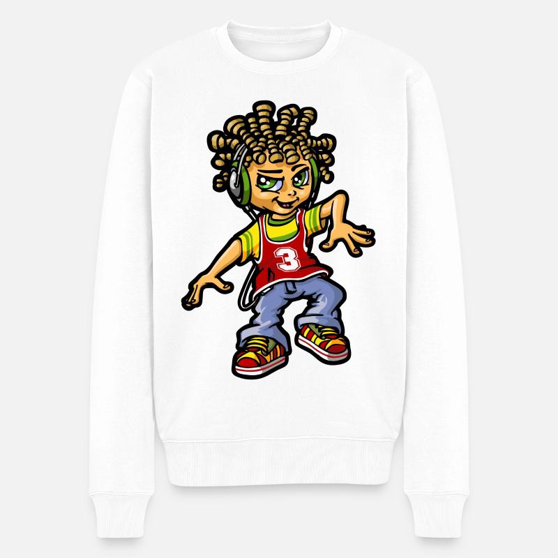 bboy und Dreads - Männer Premium Bio Pullover - Weiß