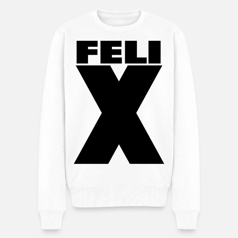 Felix X – Minimal Name Design - Männer Premium Bio Pullover - Weiß
