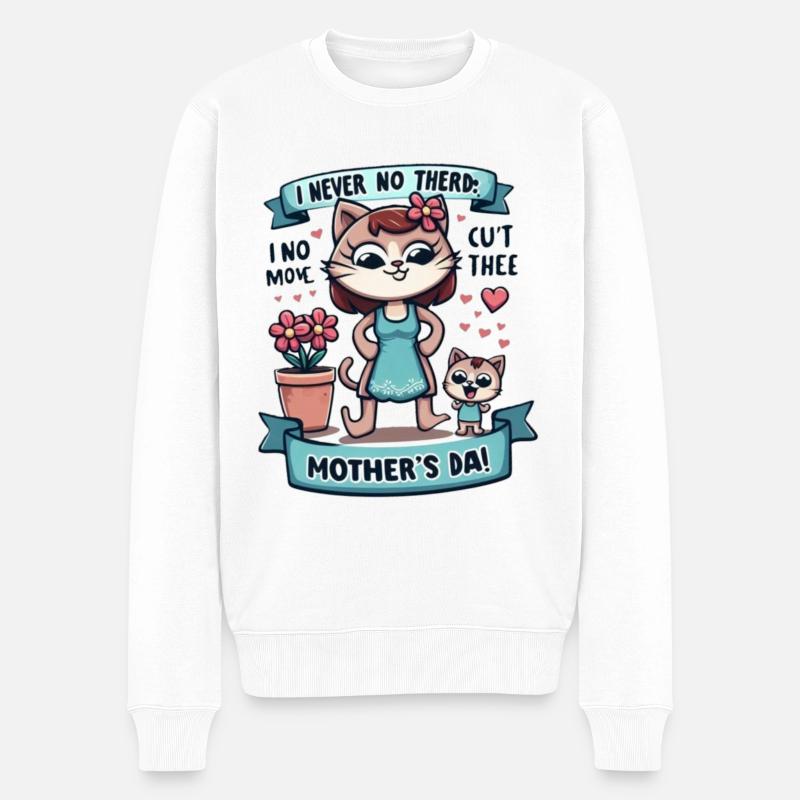 Fête des Mères Chat Amusant et Affectueux - Pull Premium bio Homme - blanc