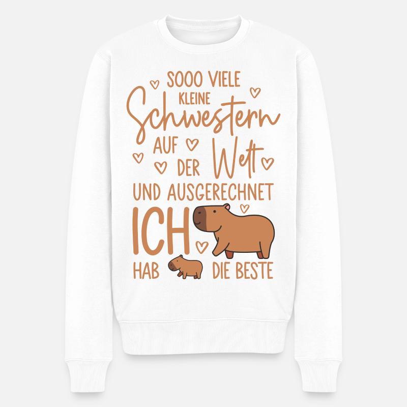 So viele Schwestern - Capybara - Kleine Schwester - Männer Premium Bio Pullover - Weiß