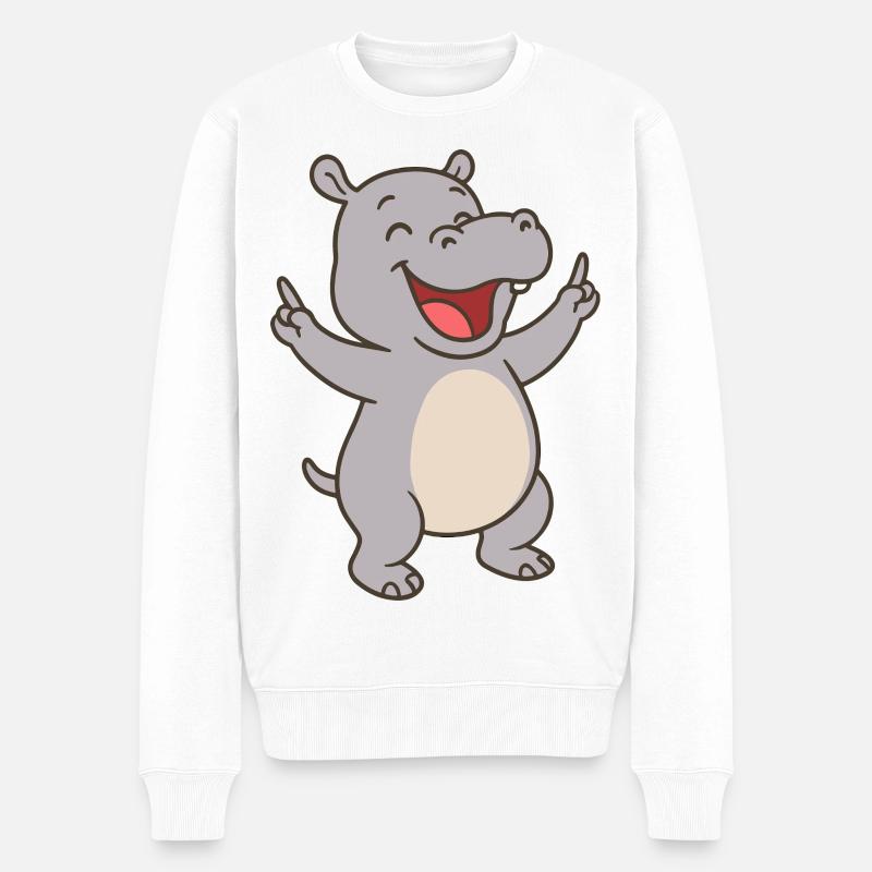 Happy Hippo Baby - Männer Premium Bio Pullover - Weiß