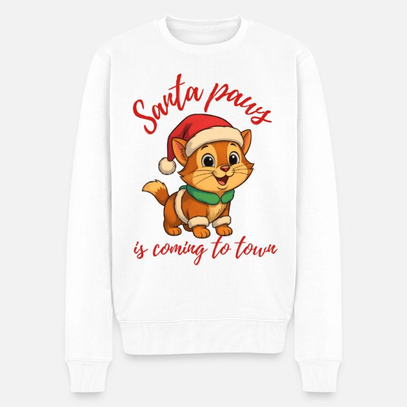 Santa Paws kommt - Männer Premium Bio Pullover - Weiß