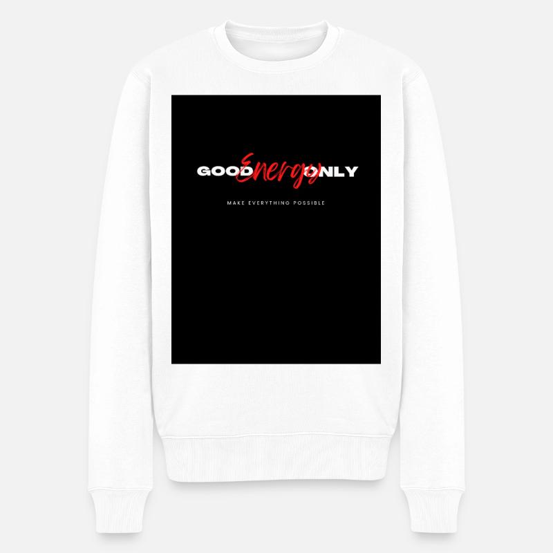 Positive Energie Motivation Grafikdesign - Männer Premium Bio Pullover - Weiß