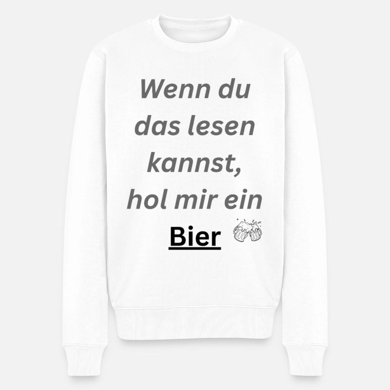 Hol mir Bier - Männer Premium Bio Pullover - Weiß
