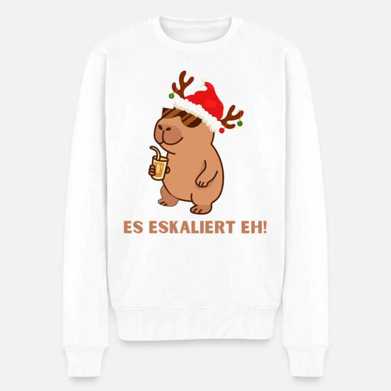 Es eskaliert eh – Weihnachtsfeier Edition 🎄🎉 - Männer Premium Bio Pullover - Weiß