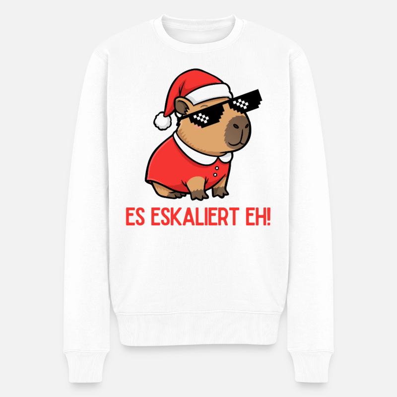 Es eskaliert eh – Weihnachtsfeier Edition 🎄🎉 - Männer Premium Bio Pullover - Weiß
