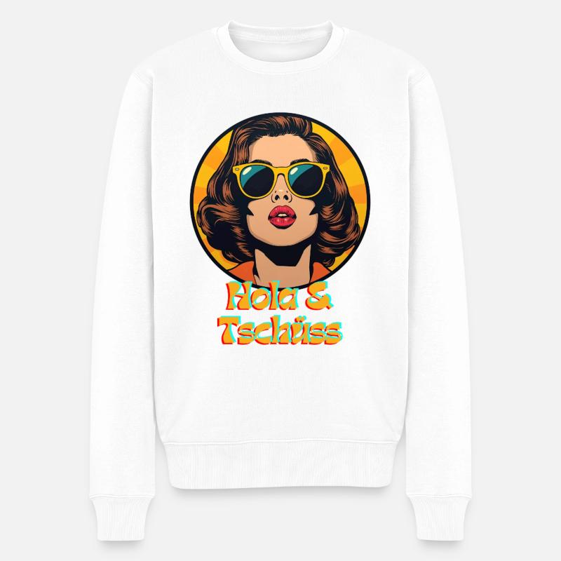 hola und tschüss - Männer Premium Bio Pullover - Weiß