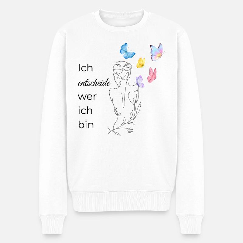 Ich ENTSCHEIDE wer ich bin - Männer Premium Bio Pullover - Weiß
