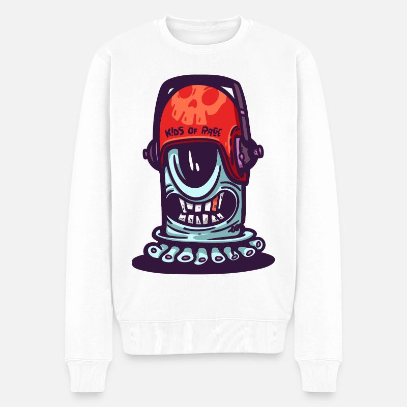 Schädel-Weltraumhelm - Männer Premium Bio Pullover - Weiß