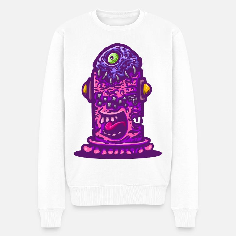 Violettes psychedelisches Monster - Männer Premium Bio Pullover - Weiß