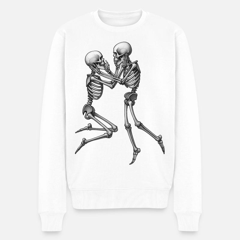 SKELETTE IN LIEBE #1 – Schwarz-Weiß - Männer Premium Bio Pullover - Weiß