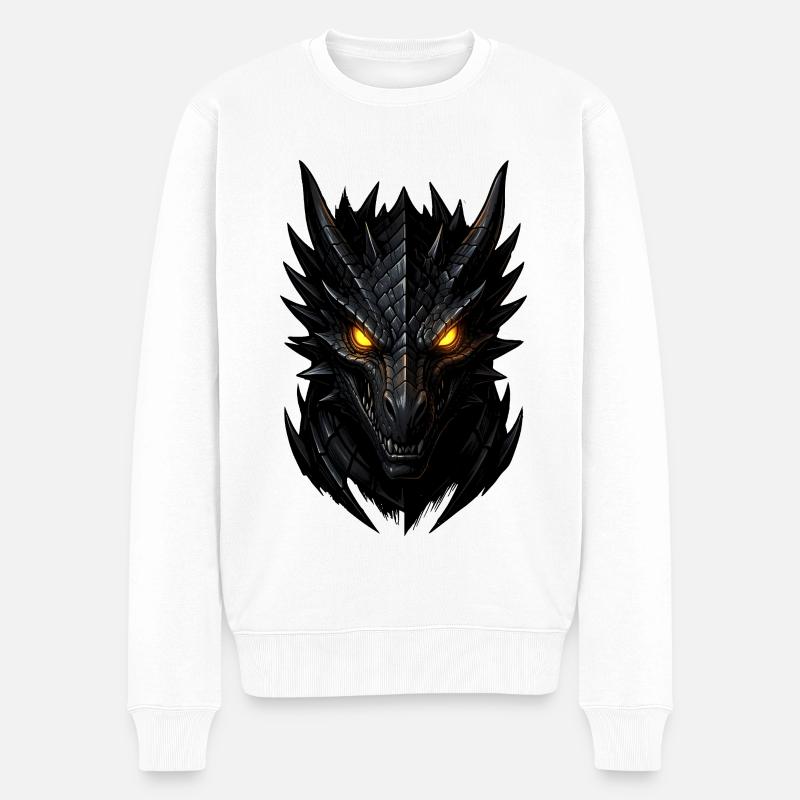 Tête de Dragon Sombre - Pull Premium bio Homme - blanc