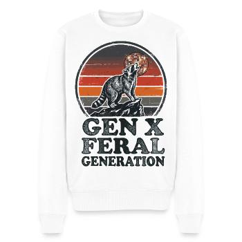Vintage Raccoon Gen X Feral Generation - Men's Premium Organic Jumper - white - Front - Thijin (182cm)