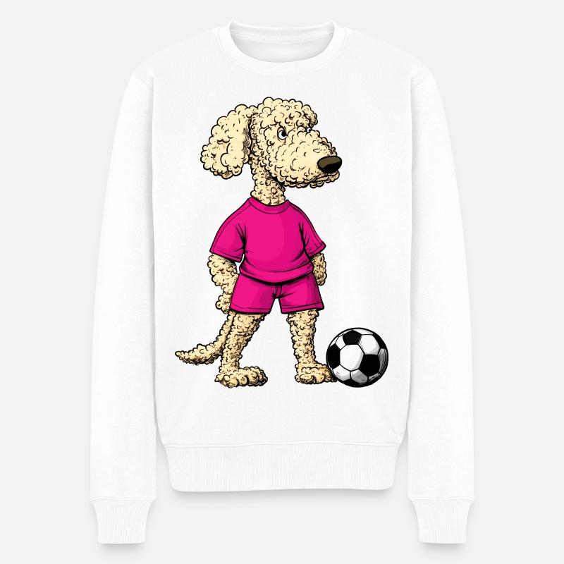 Fussball Pudel - Männer Premium Bio Pullover - Weiß