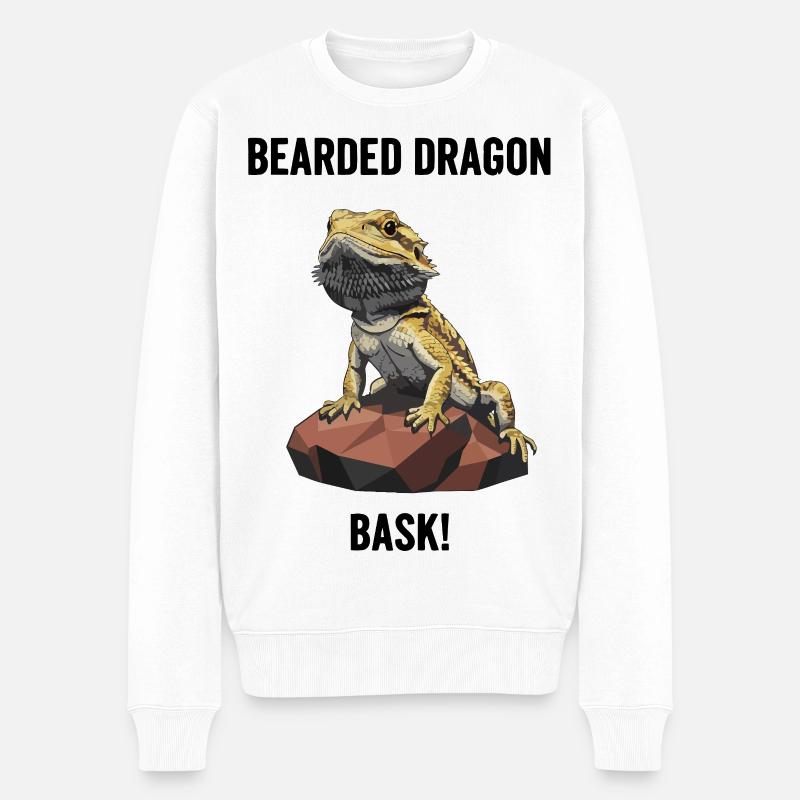 Agame Bearded Lizard Bask Bearded Dragon - Men's Premium Organic Jumper - white