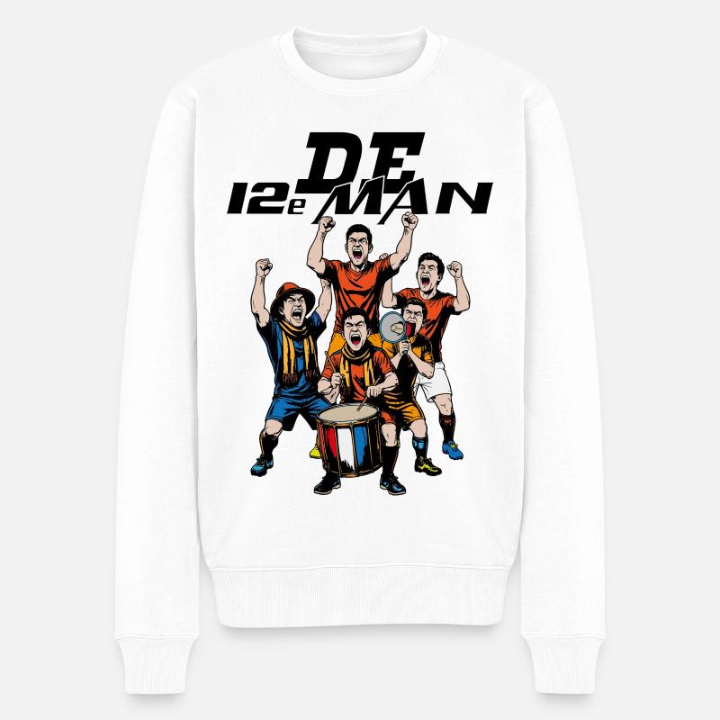 De12eMan - Männer Premium Bio Pullover - Weiß