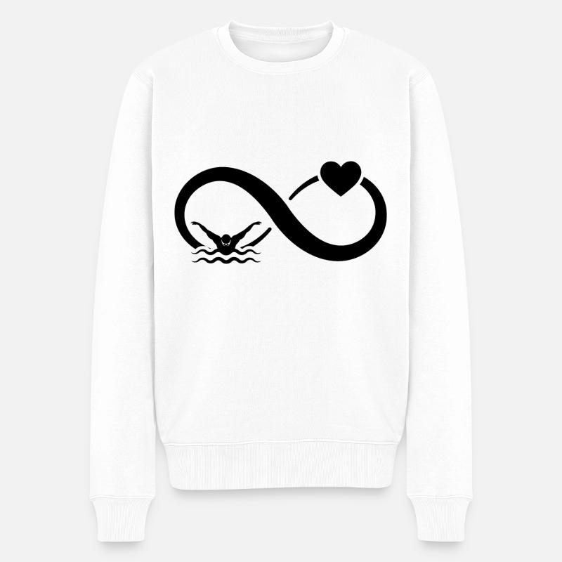 Infinity Heart et la natation - - Pull Premium bio Homme - blanc