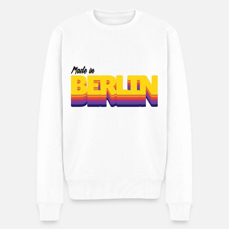 Made in Berlin Geboren Heimat - Männer Premium Bio Pullover - Weiß