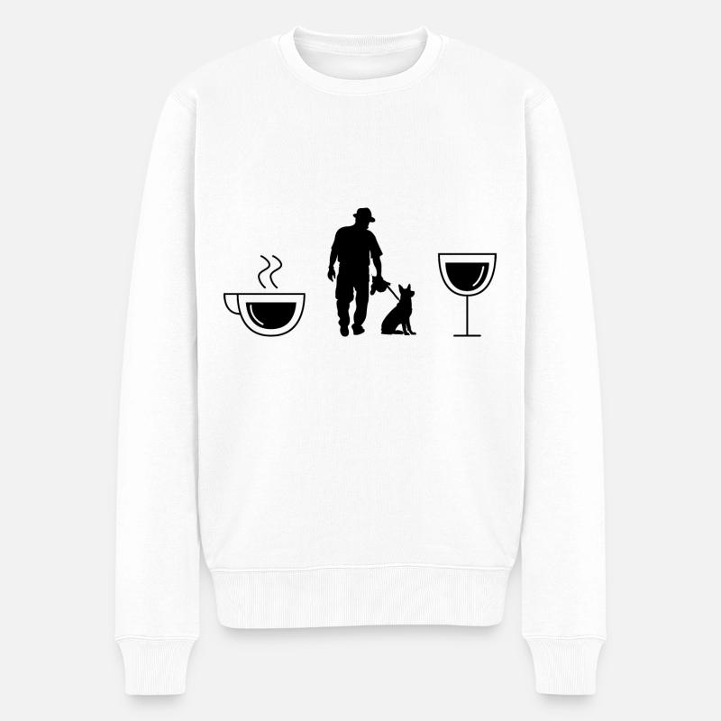 Café vin et chien - (4) - Pull Premium bio Homme - blanc