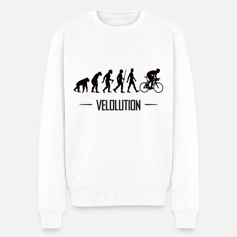 Velolution Radfahrer Evolution Fahrrad - Männer Premium Bio Pullover - Weiß