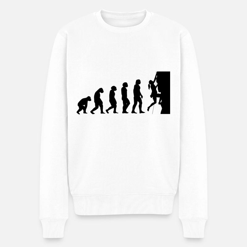 Evolution and Climbing - (2) - Men's Premium Organic Jumper - white