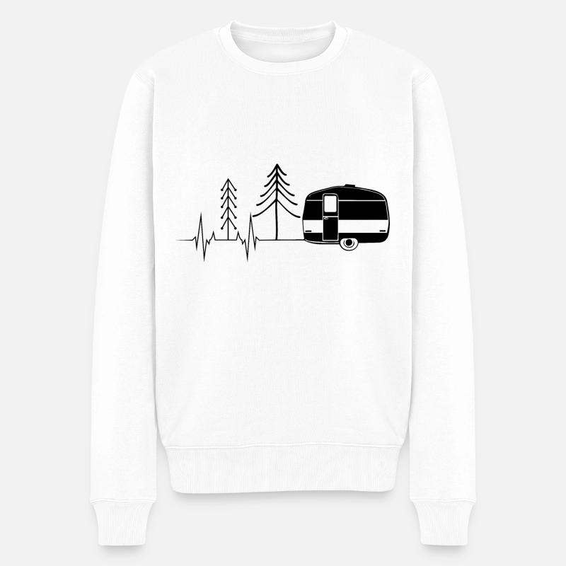 Herzschlag Wohnwagen - - Männer Premium Bio Pullover - Weiß