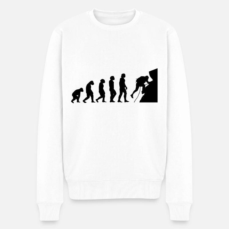 Evolution und Klettern - - Männer Premium Bio Pullover - Weiß