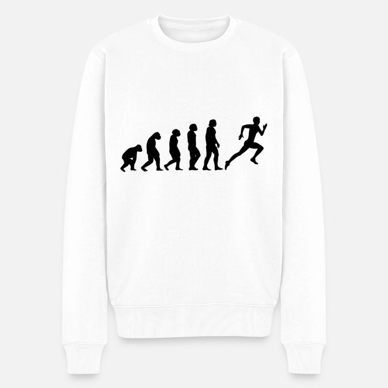 Evolution und Laufen - (2) - Männer Premium Bio Pullover - Weiß