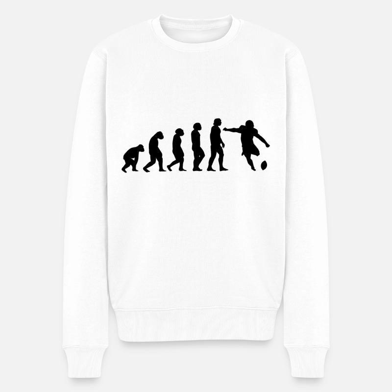 Evolution und Fußball - - Männer Premium Bio Pullover - Weiß