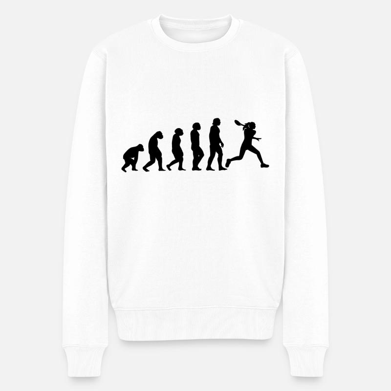 Évolution et Tennis - - Pull Premium bio Homme - blanc