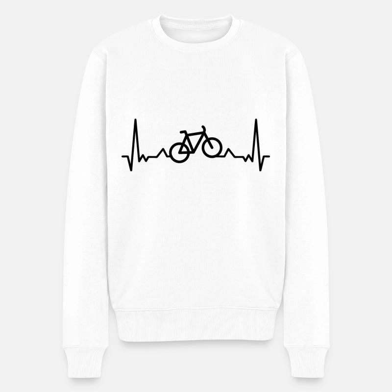 Vélo Heartbeat - - Pull Premium bio Homme - blanc