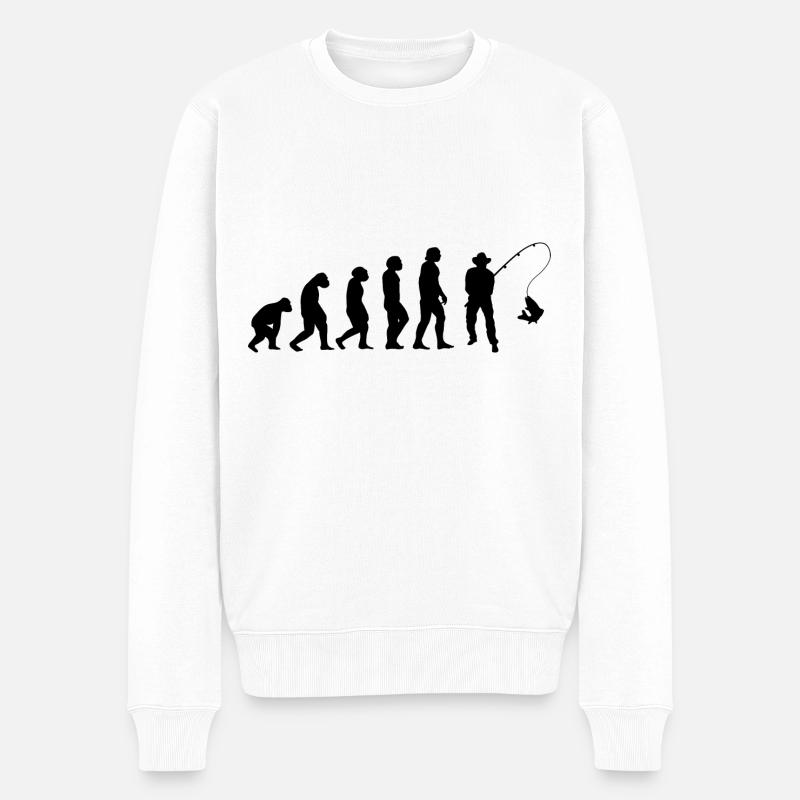 Évolution et pêche - - Pull Premium bio Homme - blanc