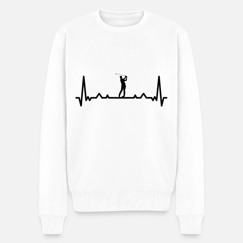 Heartbeat et Golf - - Pull Premium bio Homme - blanc
