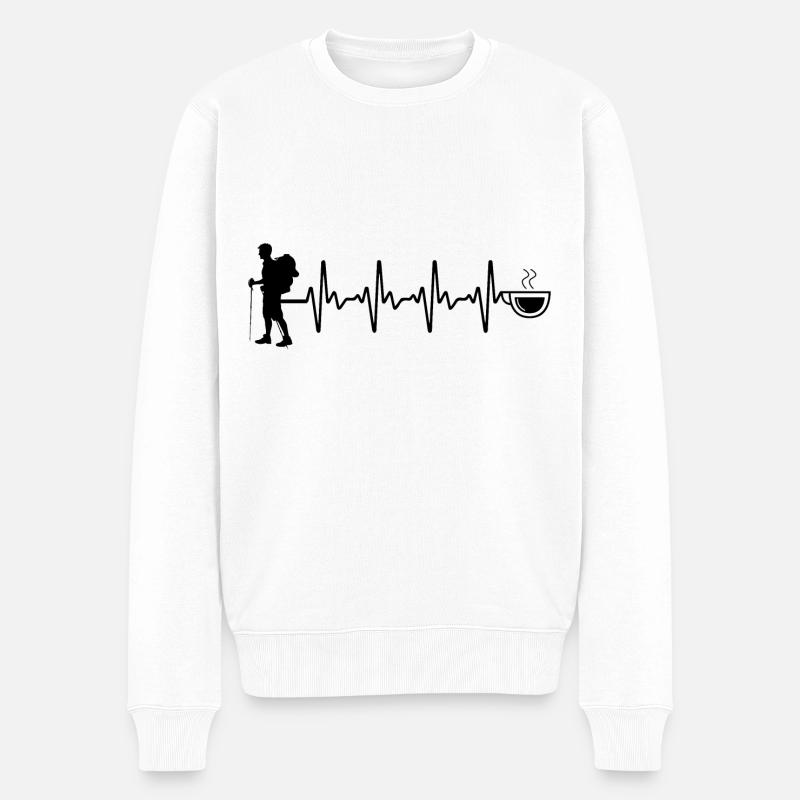 Café et randonnée Heartbeat - - Pull Premium bio Homme - blanc