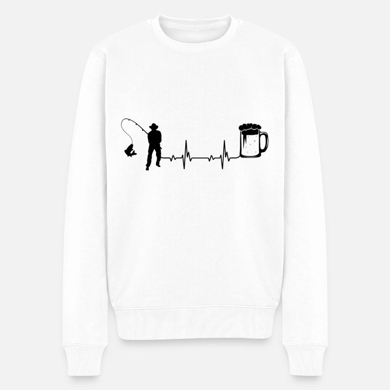 Bière Heartbeat et pêche - - Pull Premium bio Homme - blanc