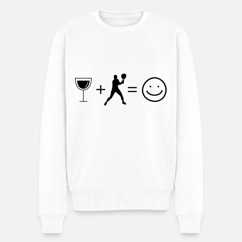 Wein Smile Face und Tennis - - Männer Premium Bio Pullover - Weiß