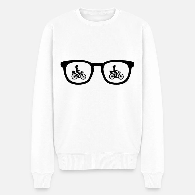 Sonnenbrille und Radfahren 2 - - Männer Premium Bio Pullover - Weiß