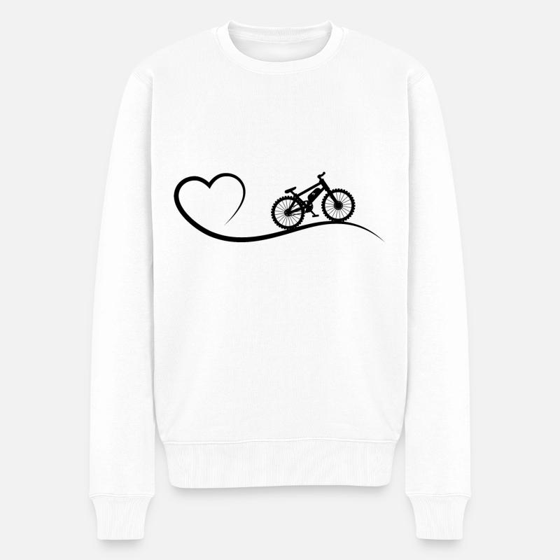 Herz und ebike - - Männer Premium Bio Pullover - Weiß