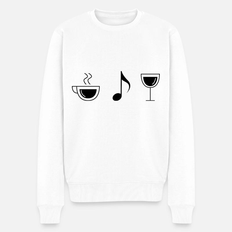 Vin de café et musique - - Pull Premium bio Homme - blanc