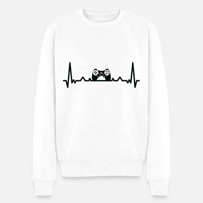 Heartbeat-Spiel - GA - Männer Premium Bio Pullover - Weiß