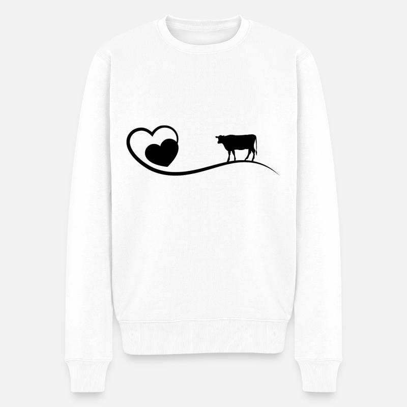 Herz und Kuh - - Männer Premium Bio Pullover - Weiß
