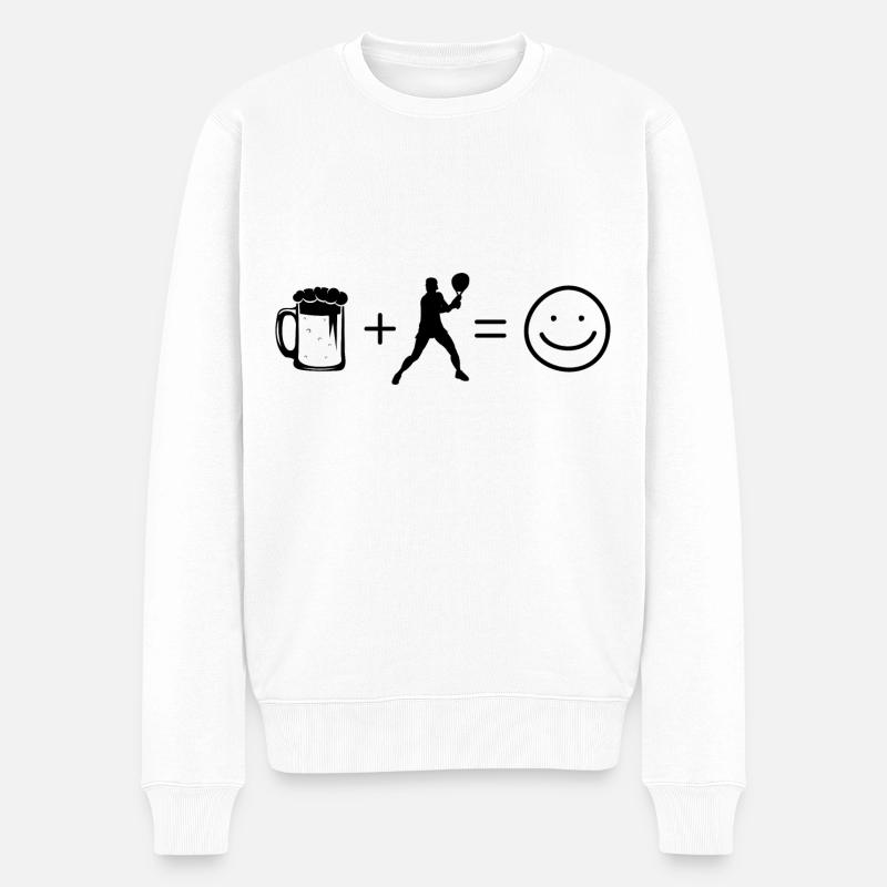 Bier Smile Face und Tennis - - Männer Premium Bio Pullover - Weiß