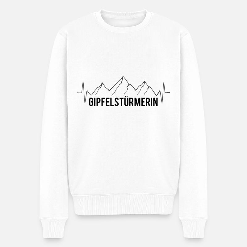 Gipfelstürmerin - - Männer Premium Bio Pullover - Weiß