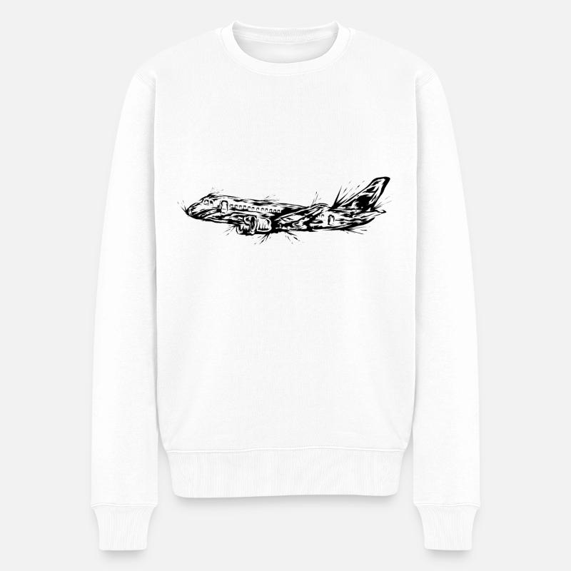 Flugzeug - Männer Premium Bio Pullover - Weiß