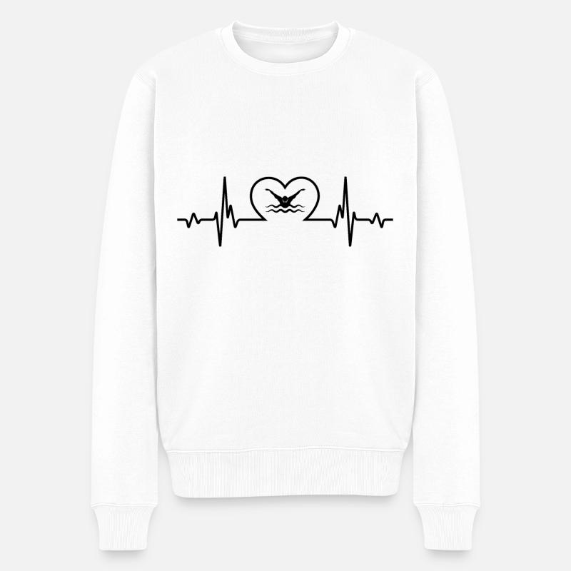 Herzschlagherz und Schwimmen - (2) - Männer Premium Bio Pullover - Weiß
