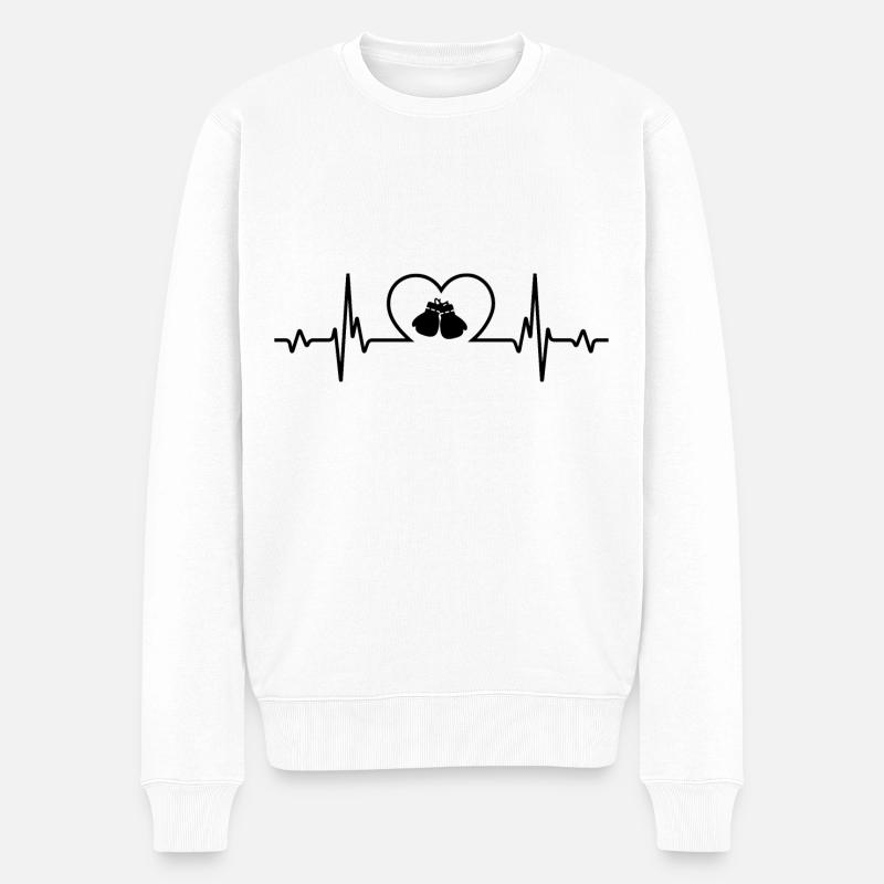 Herzschlagherz und Box 1 - - Männer Premium Bio Pullover - Weiß