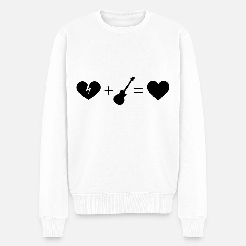 Cœur brisé et guitare - - Pull Premium bio Homme - blanc