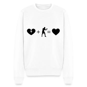 Gebrochenes Herz Herz und Boxen - - Männer Premium Bio Pullover - Weiß - Vorne - Thijin (182cm)